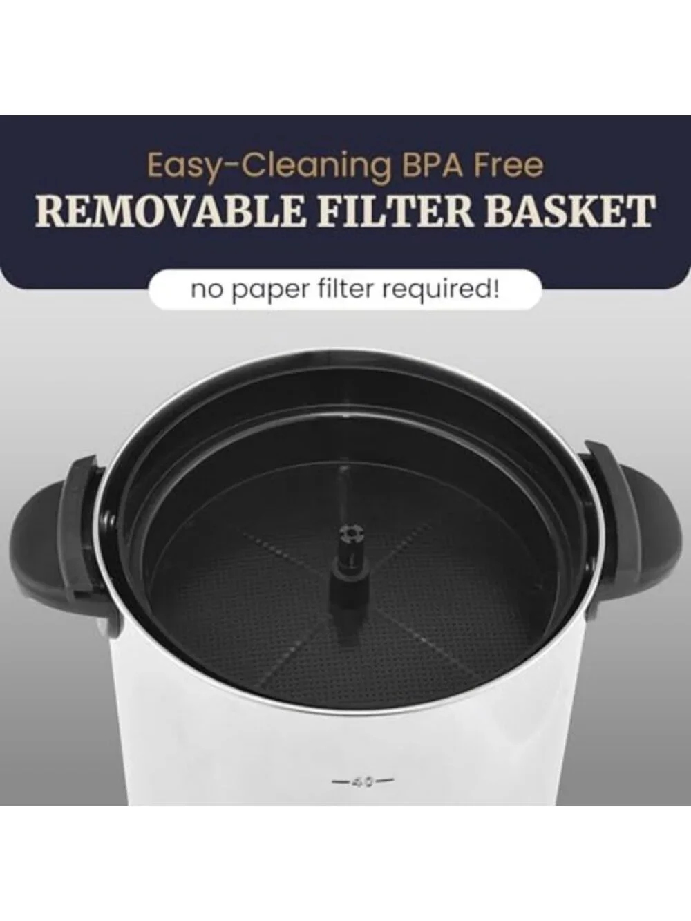 40-Cup Coffee Urn with Two-Way Dispenser & Removable Filter - Perfect for